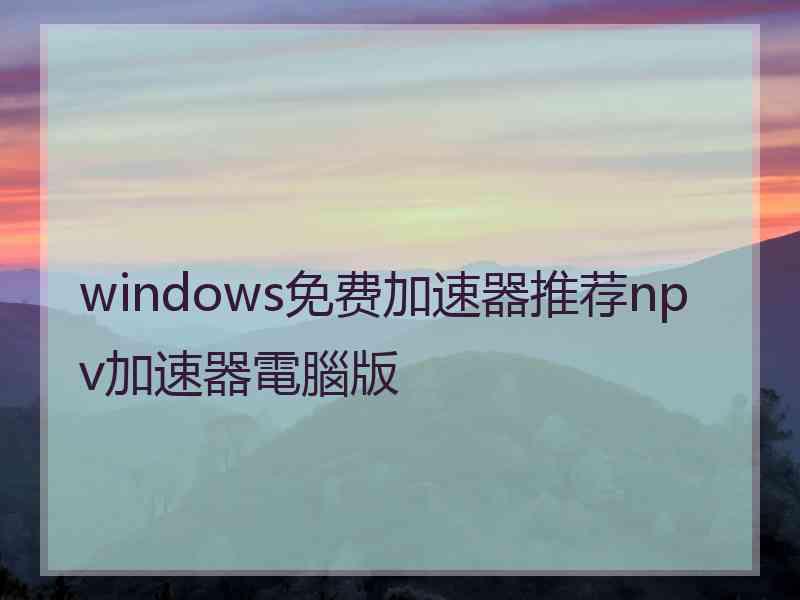 windows免费加速器推荐npv加速器電腦版