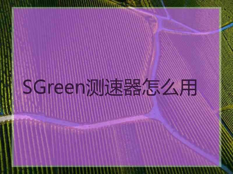 SGreen测速器怎么用