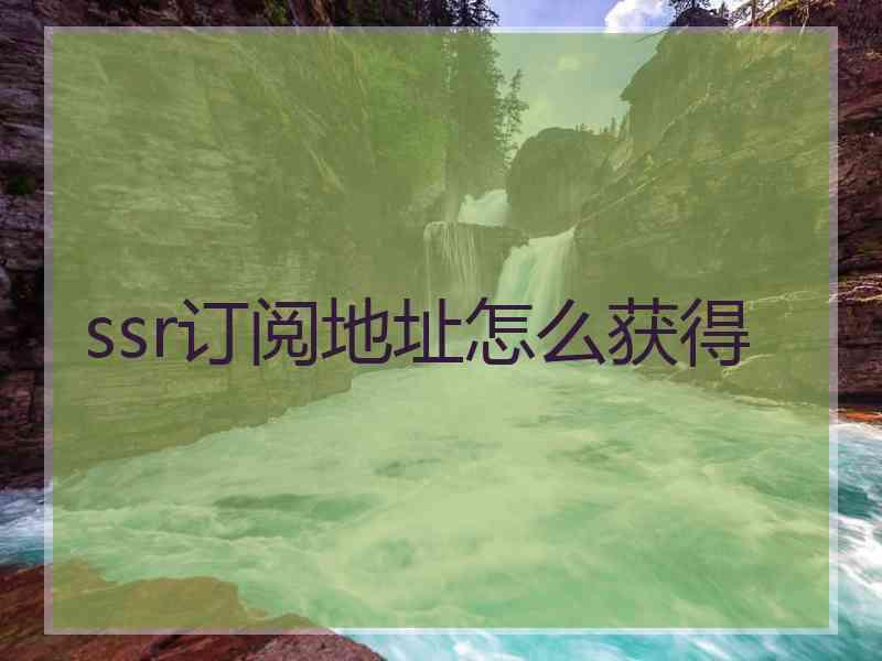 ssr订阅地址怎么获得